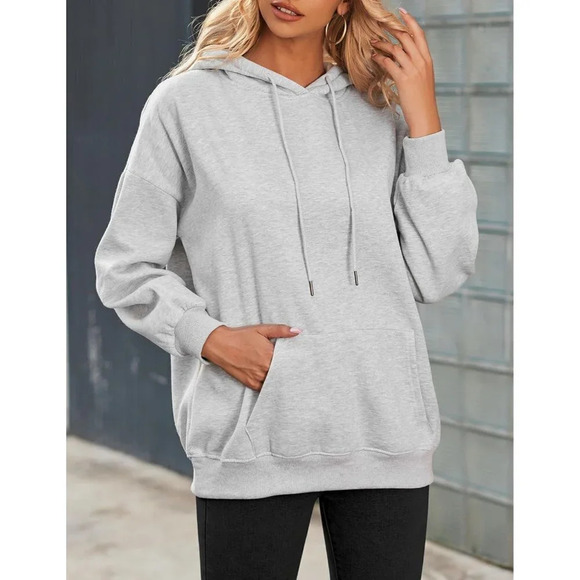 Zeagoo Womens Oversize Hoodies Pullover Sweatshirts Winter  Coat - Light Gray - Picture 2 of 6